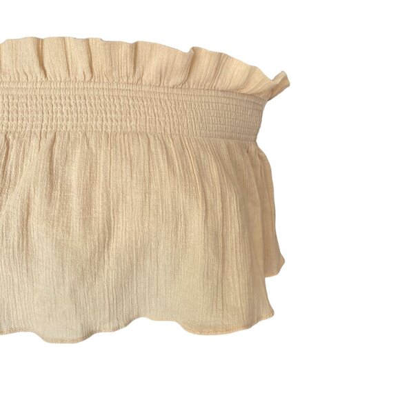 Free People Strapless Top Ruffle Gauzy Boho Festival Crop Coastal Coachella Sz S - Picture 3 of 12